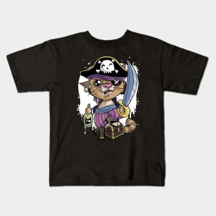 Cat pirate treasure Kids T-Shirt